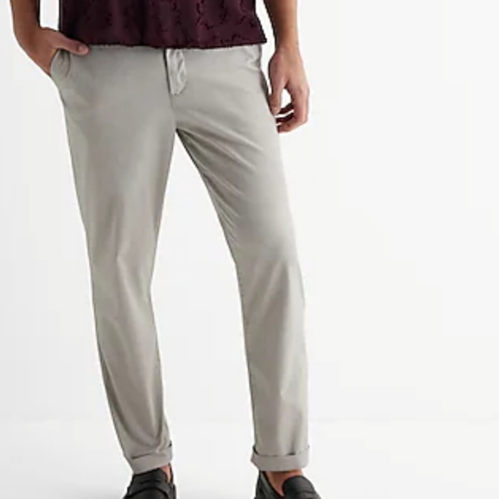EXPRESS Finn Slim Fit Silver Gray Chino Pant W36 L32